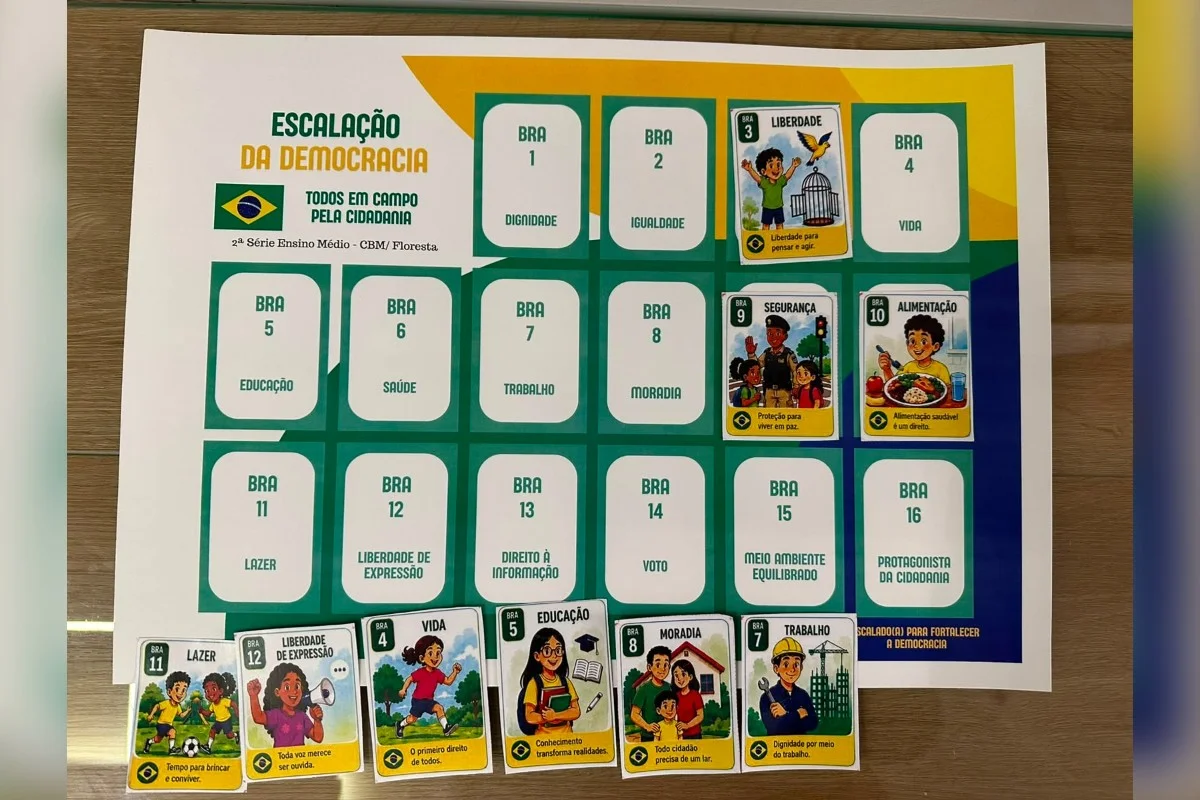 Professora ensina democracia com álbum de figurinhas na temática de Copa
