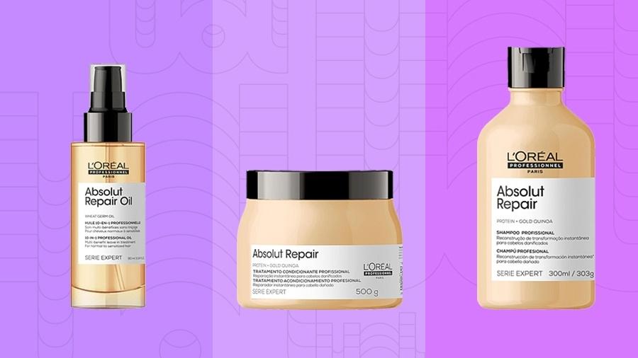 Produtos da linha absolut repair da loreal profissional