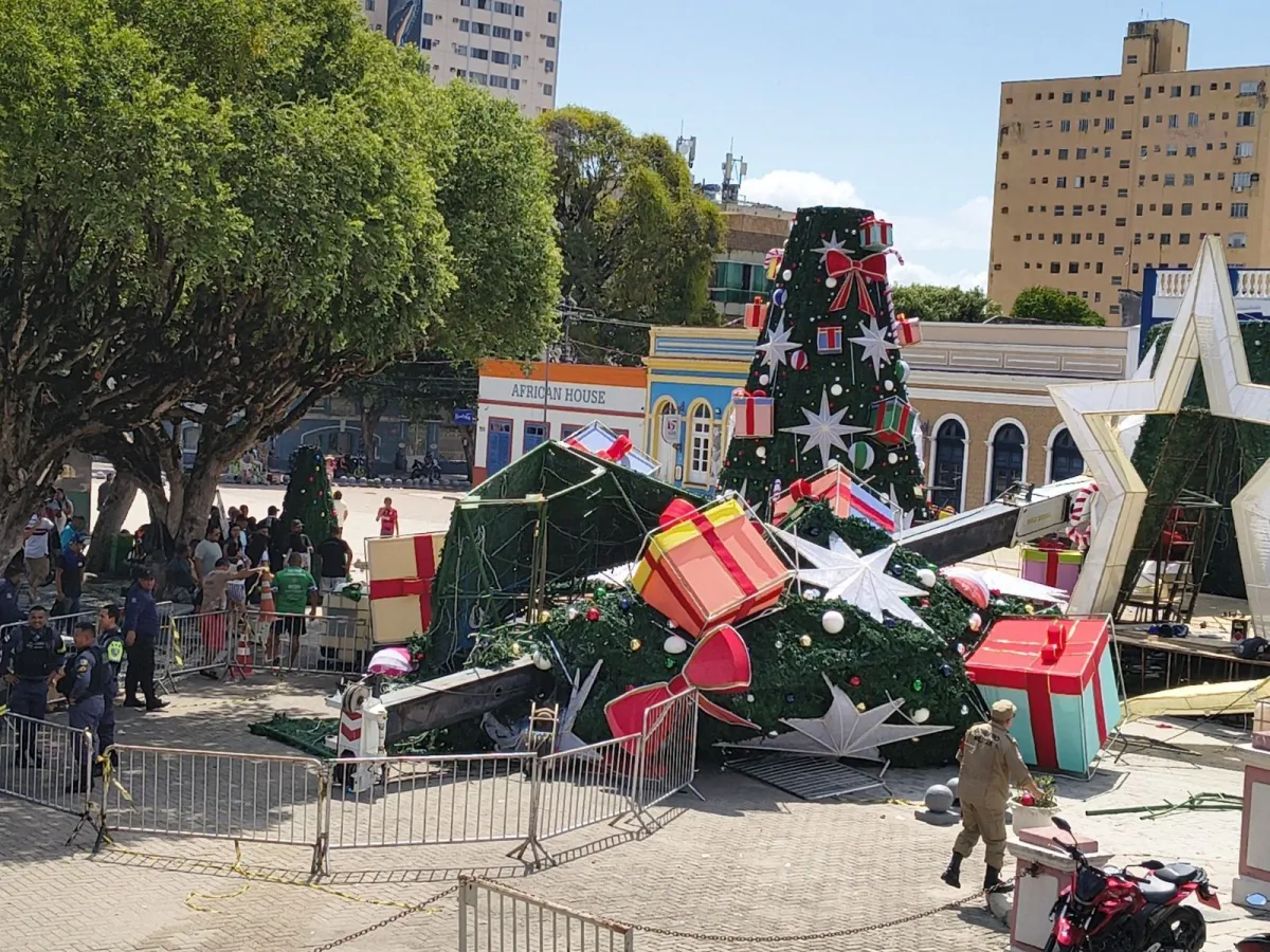 Vídeo: homem morre após guindaste cair durante montagem de árvore de Natal