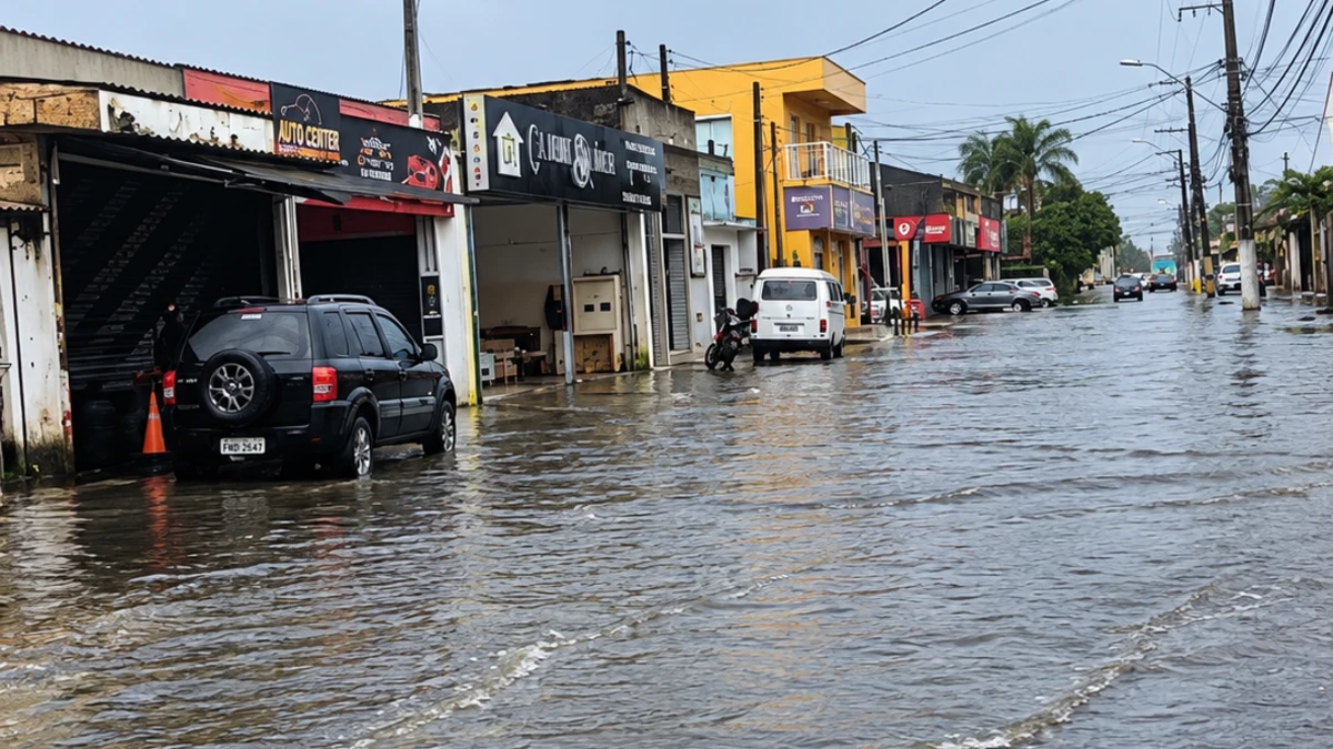 Chuva intensa provoca alagamentos entre São Sebastião e Caraguatatuba