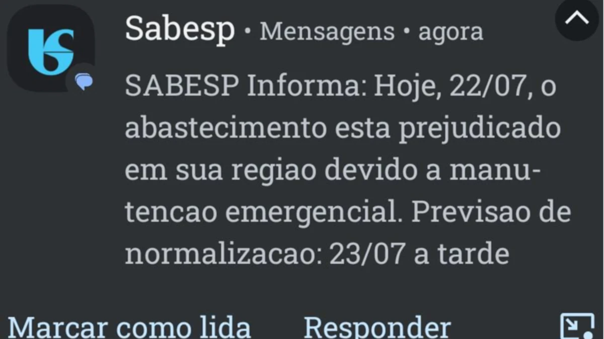 Dois dias após falta d'água em SJC, Sabesp dispara mensagens sobre problemas no abastecimento