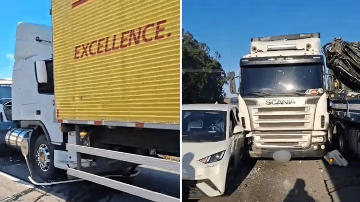 Acidente entre caminhões e carros causa 12 km de lentidão na Via Dutra em SJC