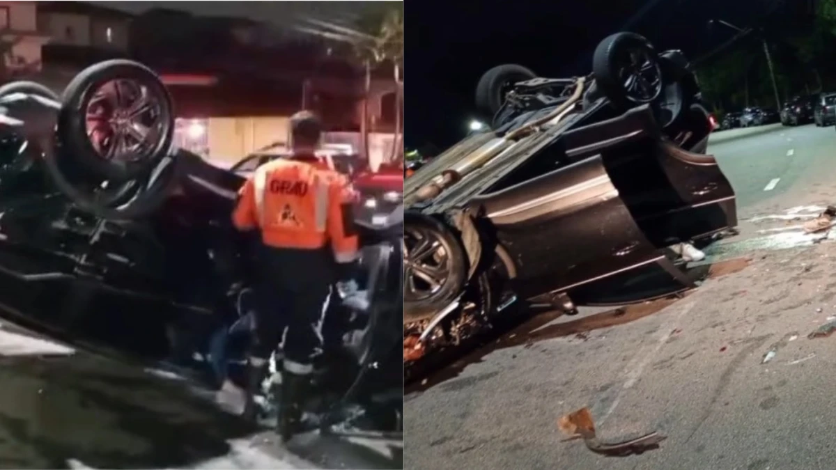 Carro capota e atinge três veículos no Jd. das Indústrias